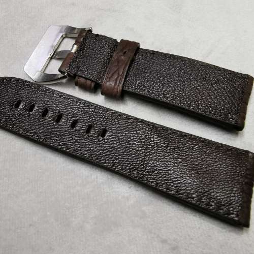 扣位26mm-鯊魚皮咖啡色手工錶帶