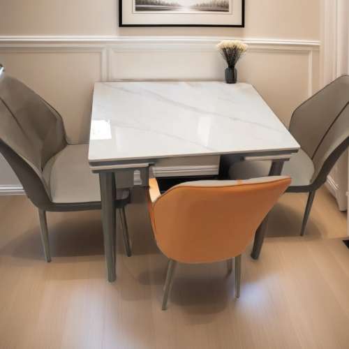 New意式伸縮sintered stone餐桌和椅Italian retractable sintered stone dining ta...