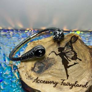 清貨特價-金運石設計款藏銀手鐲 Hypersthene Designed Bangle