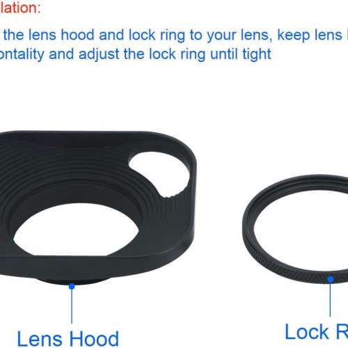 Haoge LH-B39P 39mm Square Metal Screw-in Mount Lens Hood 方形遮光罩