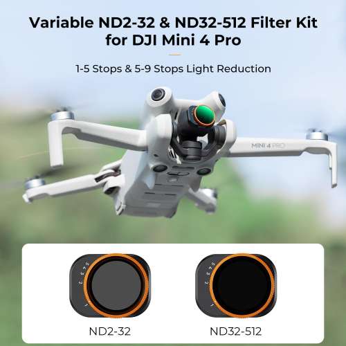 Variable ND2-32 (1-5 Stop) & ND2-32 (1-5 Stop) ND Filter Set For DJI Mini 4 Pro