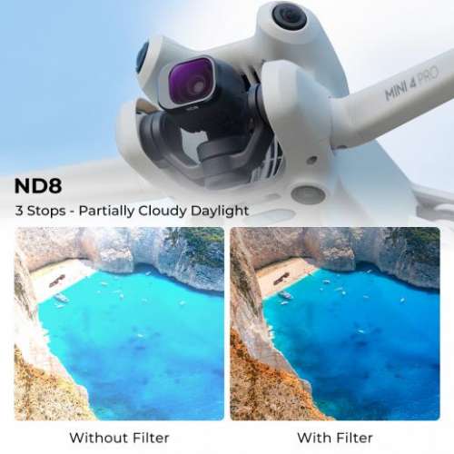 K&F Concept  4 Pack ND8, ND16, ND32, & ND64 ND Filter Set For DJI Mini 4 Pro