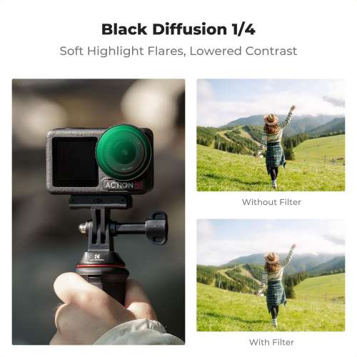 K&F Concept Black Diffusion 1/4 Filter For DJI Osmo Action 3 / 4 / 5 Pro 黑柔...
