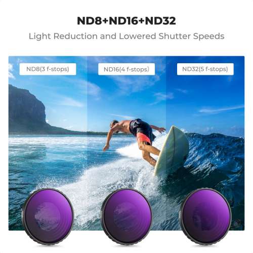 K&F Concept 4 Pack Snap On CPL + ND8 + ND16 + ND32 Filter For DJI Osmo Action 4