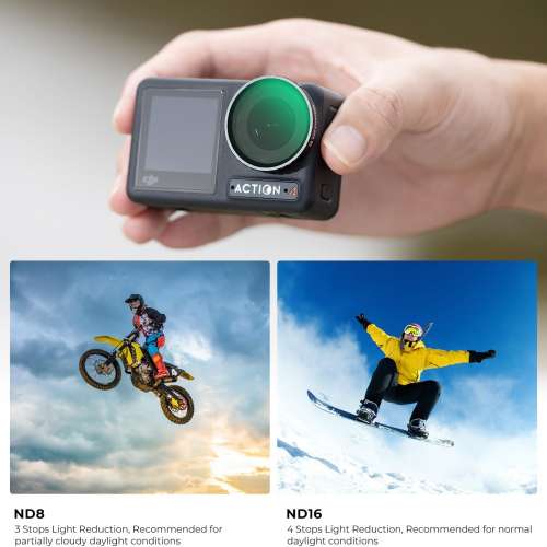 K&F Concept 4 Pack ND8, ND16, ND32 and ND64 ND Filter For DJI Osmo Action 4 / 5
