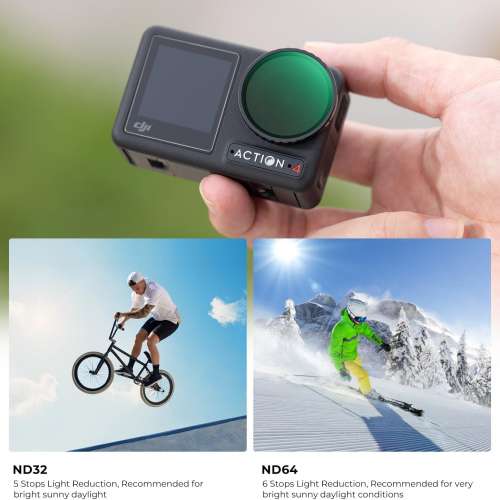 K&F Concept 4 Pack ND8, ND16, ND32 and ND64 ND Filter For DJI Osmo Action 4 / 5