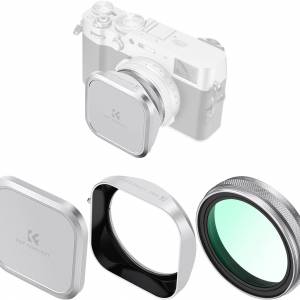 K&F Concept Silver Square Metal Lens Hood With MC UV Filter For Fujifilm X100 Se