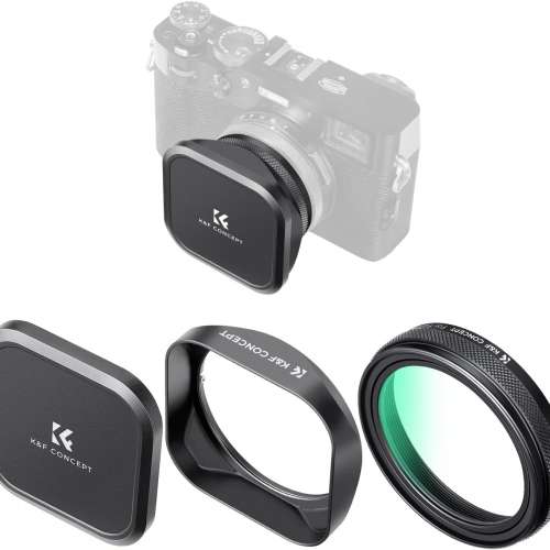 K&F Concept Black Square Metal Lens Hood With MC UV Filter For Fujifilm X100VI