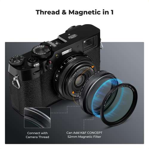 K&F Concept Black Mist Diffusion 1/4 Filter For Fujifilm X100 Series Black Frame