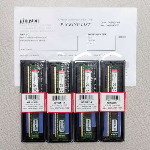 全新 Brand New Kingston DDR3 1600 4GB RAM 桌上型 記憶體 金士頓
