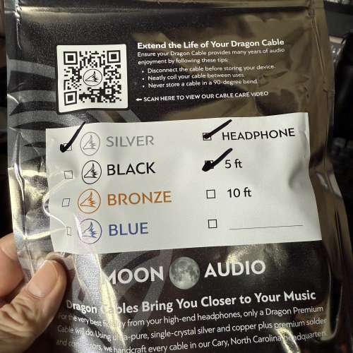 Moon audio silver dragon cable for Dan Clark Audio headphone