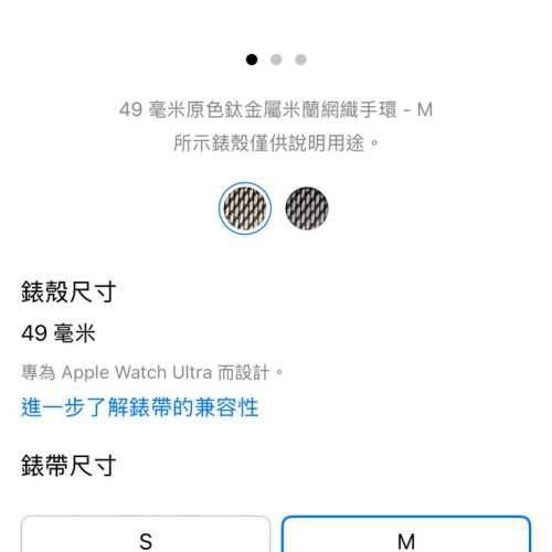 Apple Watch Ultra 2 錶帶- 49mm 黑色钛金屬米蘭-M size