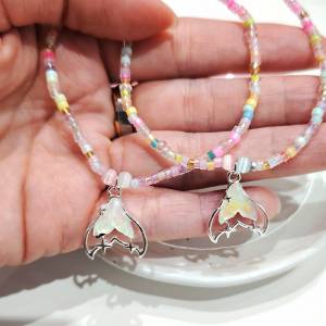 人魚姬琉璃珠手串 Glass Beads Bracelet With Mermaid Tail (Can add initial alph...