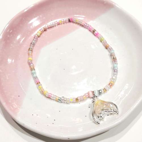 人魚姬琉璃珠手串 Glass Beads Bracelet With Mermaid Tail (Can add initial alph...