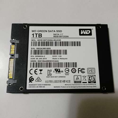 WD 1TB SSD, 2.5" SATA 固態硬碟