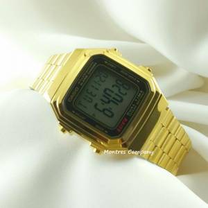 Montres Company 香港註冊公司(32年老店) 卡西歐 CASIO 十年電池壽命 金色不鏽鋼錶...