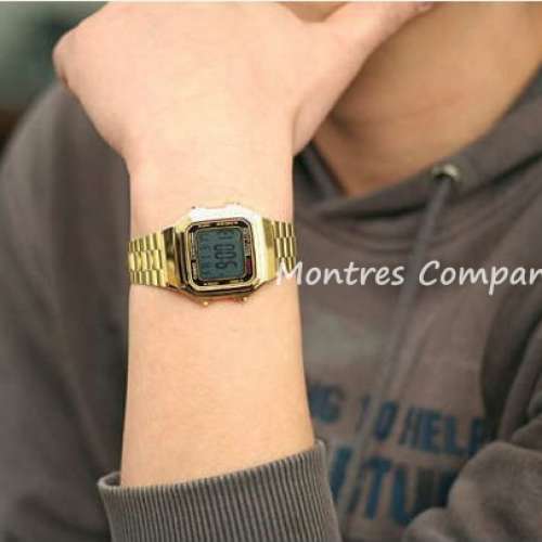 Montres Company 香港註冊公司(32年老店) 卡西歐 CASIO 十年電池壽命 金色不鏽鋼錶...