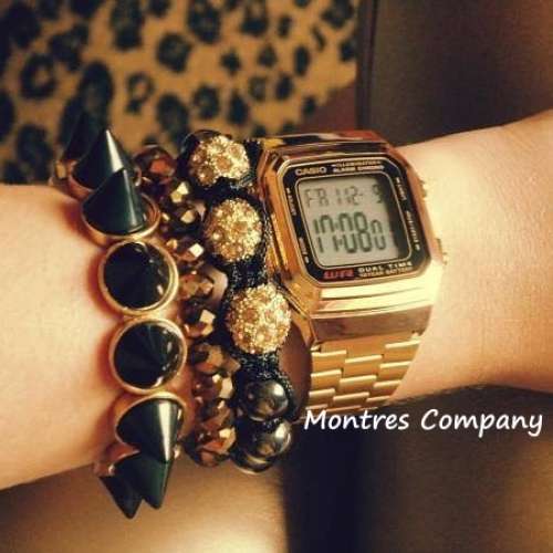 Montres Company 香港註冊公司(32年老店) 卡西歐 CASIO 十年電池壽命 金色不鏽鋼錶...