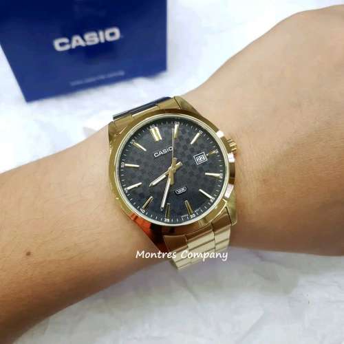 Montres Company 香港註冊公司(32年老店) 卡西歐 CASIO防水 不鏽鋼錶帶 黑金色 MTP...