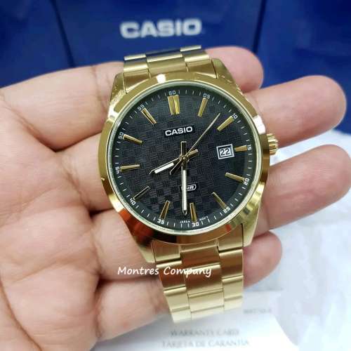 Montres Company 香港註冊公司(32年老店) 卡西歐 CASIO防水 不鏽鋼錶帶 黑金色 MTP...