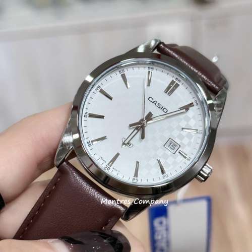 Montres Company 香港註冊公司(32年老店) 卡西歐 CASIO防水 皮革錶帶 白啡棕色 MTP...