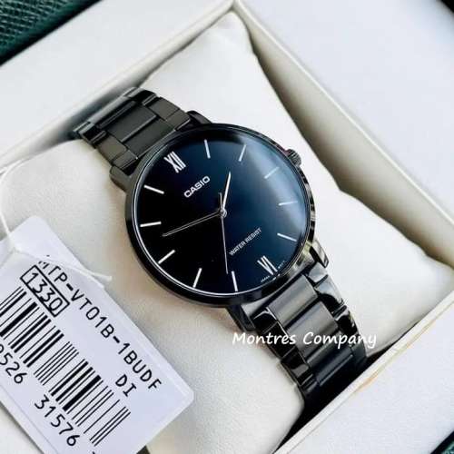 Montres Company 香港註冊公司(32年老店) 卡西歐 CASIO防水 不鏽鋼錶帶 黑色 MTPVT...