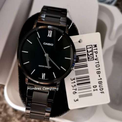 Montres Company 香港註冊公司(32年老店) 卡西歐 CASIO防水 不鏽鋼錶帶 黑色 MTPVT...