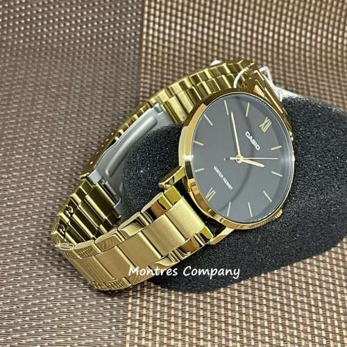 Montres Company 香港註冊公司 (32年老店) 卡西歐 CASIO 情侶裝 金色不鏽鋼錶帶 黑...