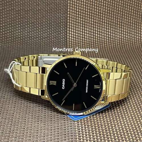 Montres Company 香港註冊公司 (32年老店) 卡西歐 CASIO 情侶裝 金色不鏽鋼錶帶 黑...