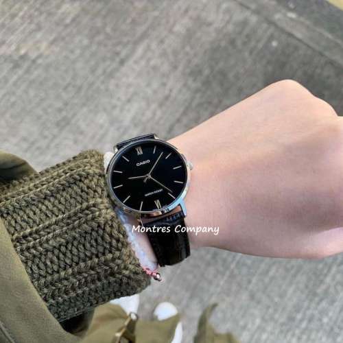 Montres Company 香港註冊公司(32年老店) 卡西歐 CASIO防水 皮錶帶 黑金色 MTPVT01...