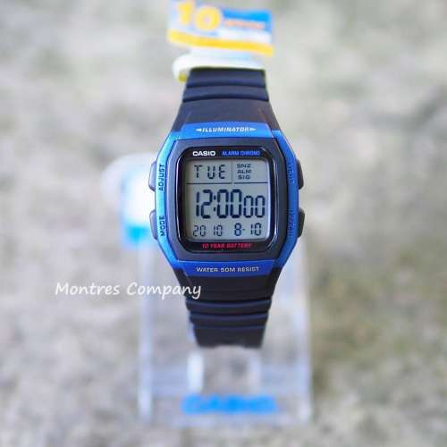 Montres Company 香港註冊公司(32年老店) 卡西歐 CASIO 十年電池壽命 黑藍色 W96 W...