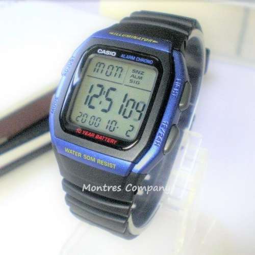 Montres Company 香港註冊公司(32年老店) 卡西歐 CASIO 十年電池壽命 黑藍色 W96 W...