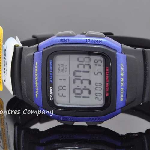 Montres Company 香港註冊公司(32年老店) 卡西歐 CASIO 十年電池壽命 黑藍色 W96 W...
