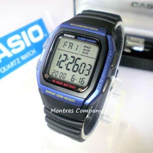 Montres Company 香港註冊公司(32年老店) 卡西歐 CASIO 十年電池壽命 黑藍色 W96 W...