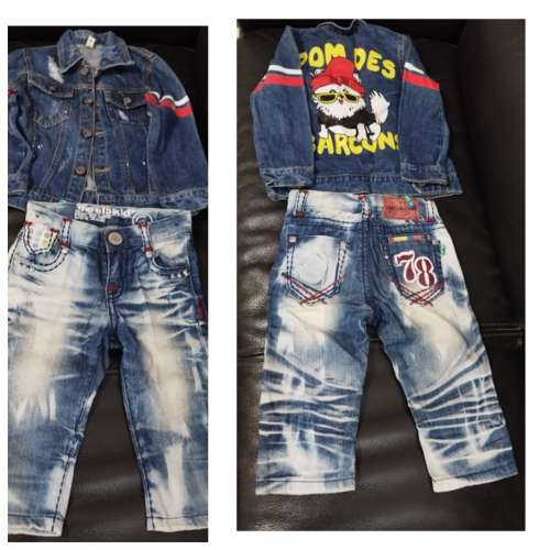 兒童小朋友牛仔褸褲套裝kids size 125 denim jacket jeans