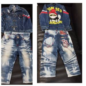 兒童小朋友牛仔褸褲套裝kids size 125 denim jacket jeans