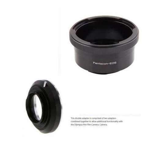 Double Adapter, Kiev 60 And Canon EOS To Olympus Pen F Film Camera Mount