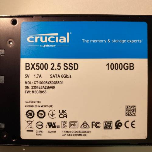 Crucial BX500 1TB 2.5" SATA SSD
