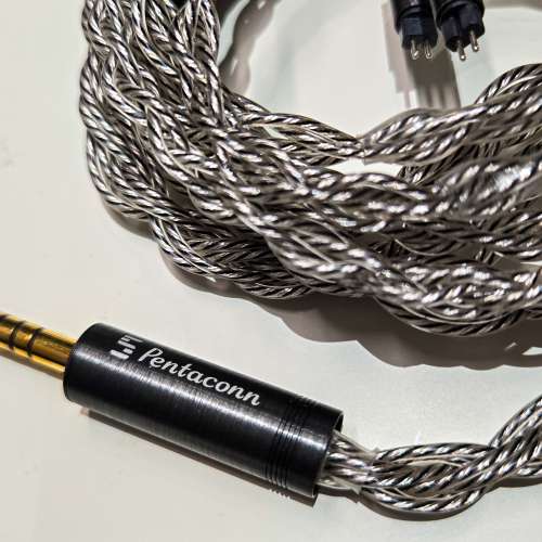 Hakugei 大馬士革 銀線 8 絞 pentaconn ofc4.4 出 0.78 bispa 鍍銀 瞬態 低音極彈性...