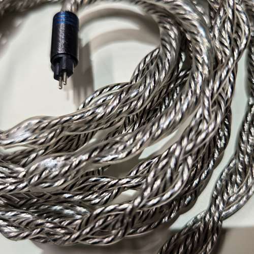 Hakugei 大馬士革 銀線 8 絞 pentaconn ofc4.4 出 0.78 bispa 鍍銀 瞬態 低音極彈性...