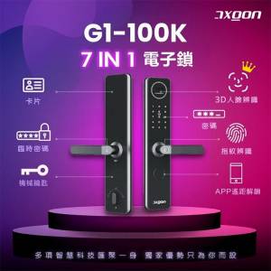 Axgon 智能門鎖 有人面識別, 廣東話語音導航, Apps 搖距監控