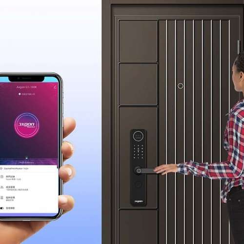Axgon 智能門鎖 有人面識別, 廣東話語音導航, Apps 搖距監控