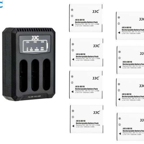 JJC 8 Pcs Ricoh DB-110 With LCD Diaplay USB Multi Battery Charger 八電池連三充...