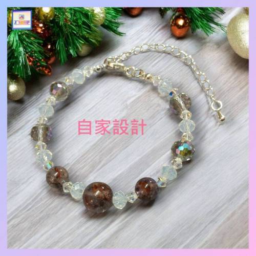 【自家設計】閃亮靈動天然紫幽靈水晶手鏈《附送精美*紐扣絨布袋*一個 ※ 送完即止 ...