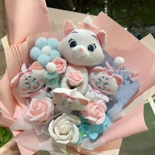 獨家原創·專業花藝師用心製作 🌟《一大三小》富貴貓花束 瑪麗貓公仔花束 瑪麗貓畢...