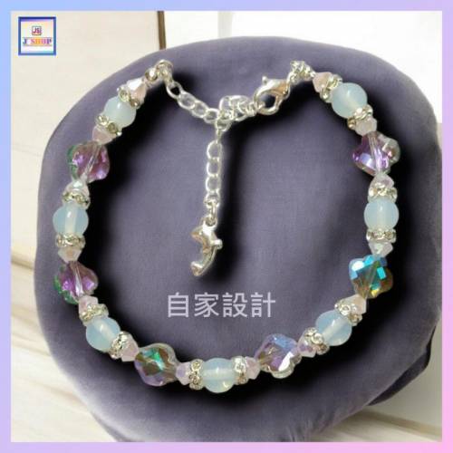 【自家設計】優雅閃亮晶瑩剔蛋白石四葉草紫水晶手鏈《附送精美*紐扣絨布袋*一個 ※ ...