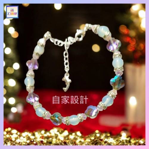 【自家設計】優雅閃亮晶瑩剔蛋白石四葉草紫水晶手鏈《附送精美*紐扣絨布袋*一個 ※ ...