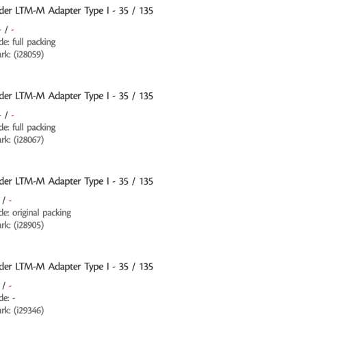|| FOUR Voigtlander LTM-M Adapter Type I - 35 / 135 from $700 ||