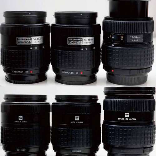 Olympus大43鏡頭三支14-45及14-54mm 附轉M43 AF接環，啱OM-D E-M1，PEN E-PL9