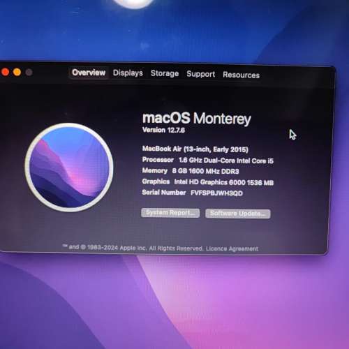 MacBook Air 2015，13.3inch，i5，8GB，128 SSD